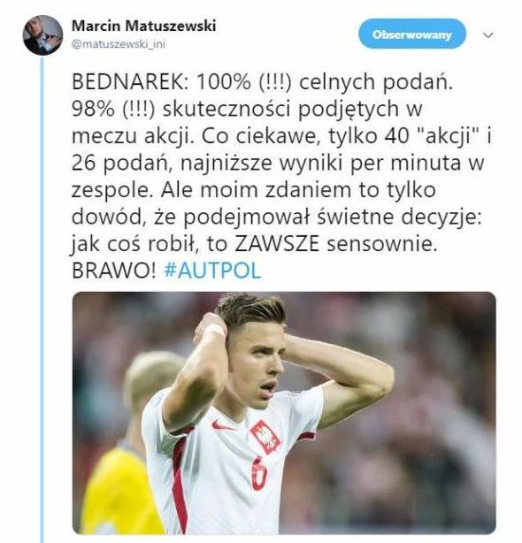 NIEBYWAŁE statystyki Jana Bednarka z wczorajszego meczu